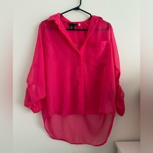 Pink blouse button up